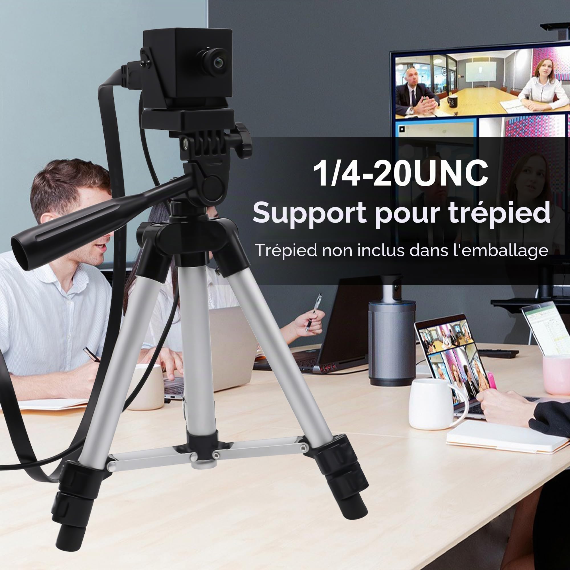 SVPRO Webcam 4K - USB HDMI double sortie pour ordinateur/moniteur/projecteur/TV, grand angle sans distorsion, webcam de sécurité H.264
