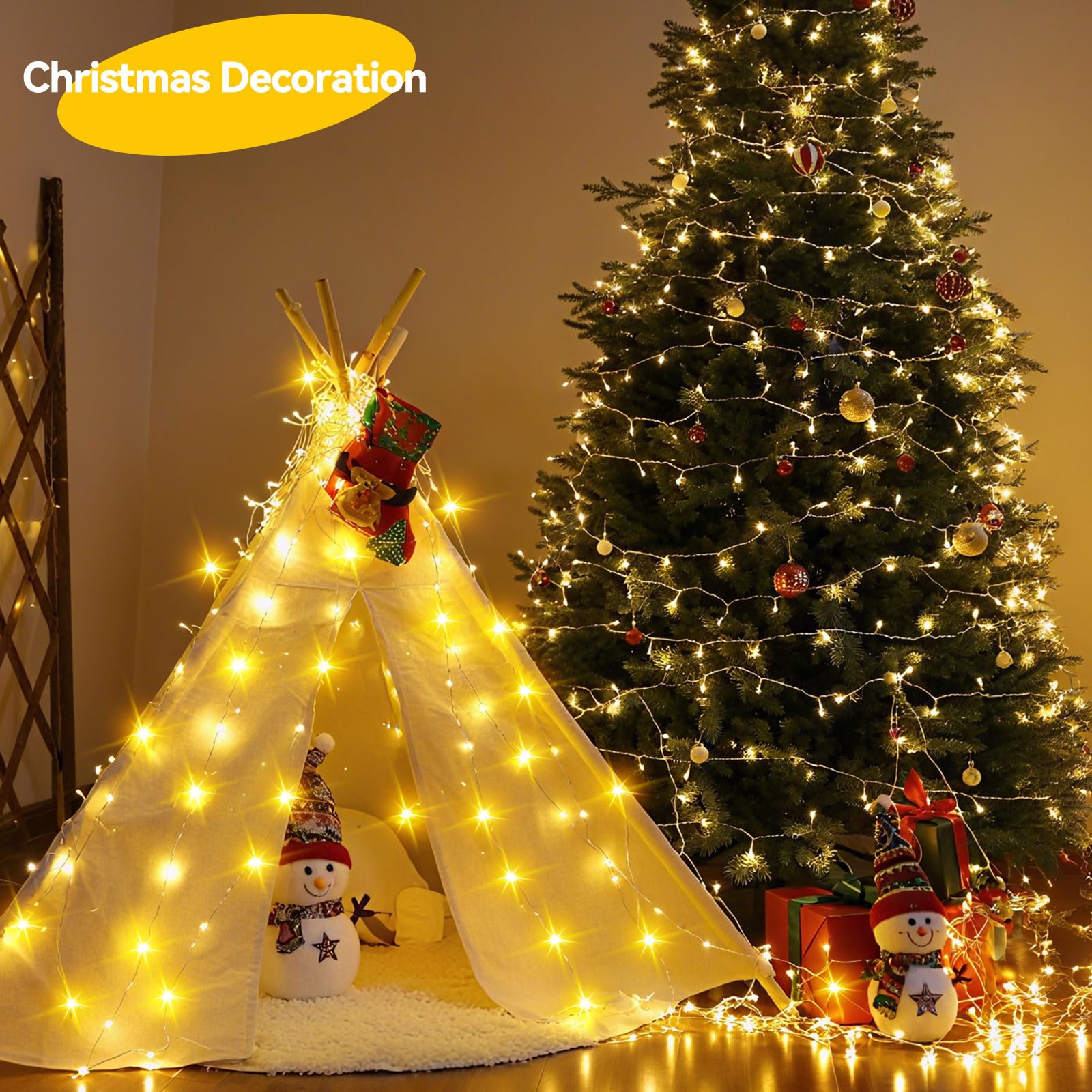 LitHome Confezione da 8 luci bianche calde a batteria, 60 LED, funzionamento a batteria, 2 modalità, impermeabili, per aule interne, camera da letto, decorazioni natalizie e matrimoni