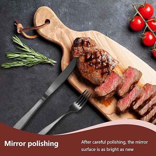 Miniatura 4 de RIS LAN - Juego de cubiertos de 32 piezas con stent, juego de cubiertos de acero inoxidable para 8 juegos de utensilios con cuchillos, cucharas,