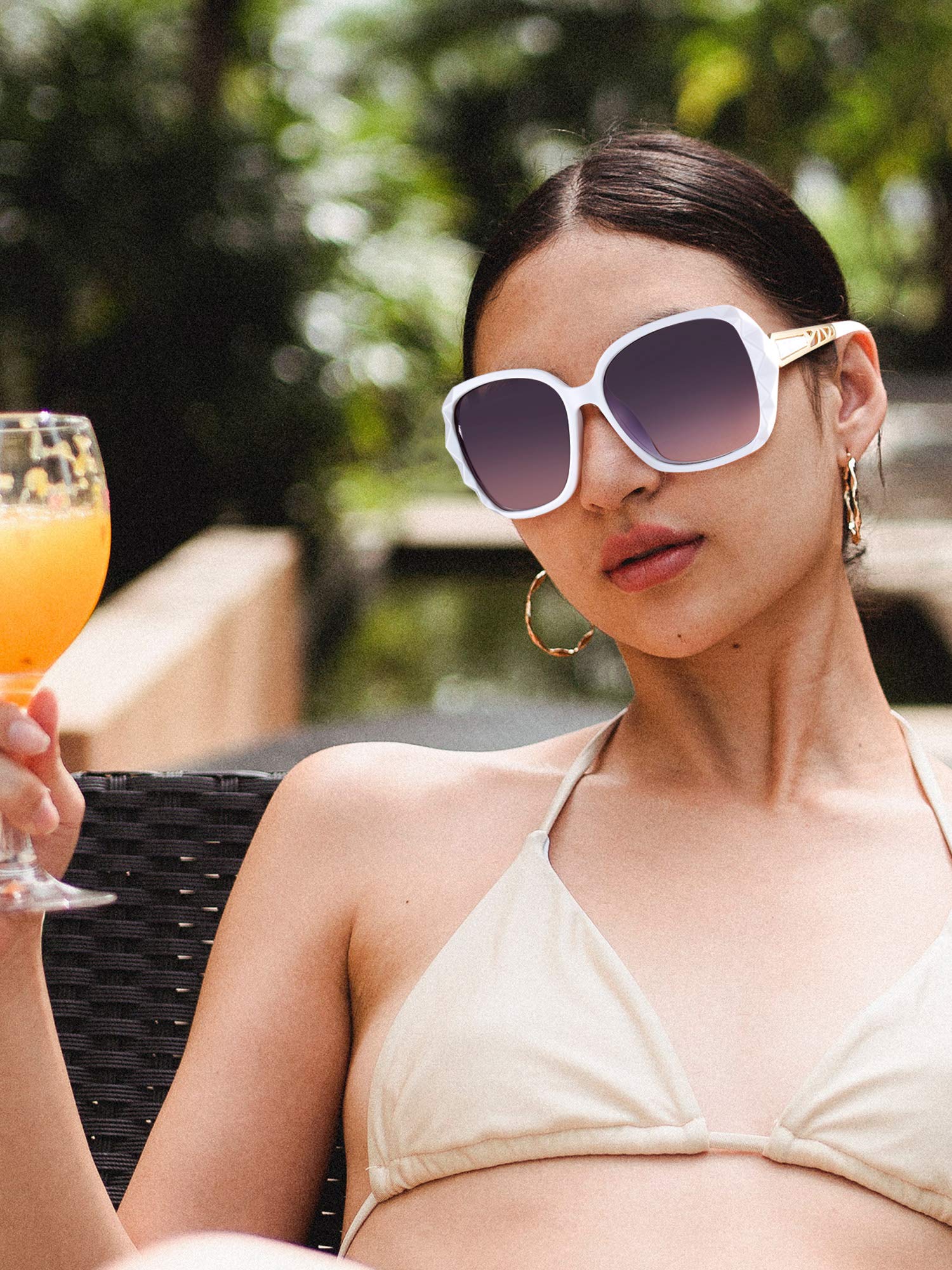 7 pares de lentes de sol de gran tamaño para mujer, montura brillante, gafas de sol clásicas polarizadas cuadradas, Color elegante. 6