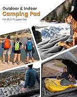 Vista 8 de Colchoneta de dormir para campamento, de 5.9 pulgadas de grosor, con almohada integrada y bomba de pie, almohadilla de dormir autoinflable