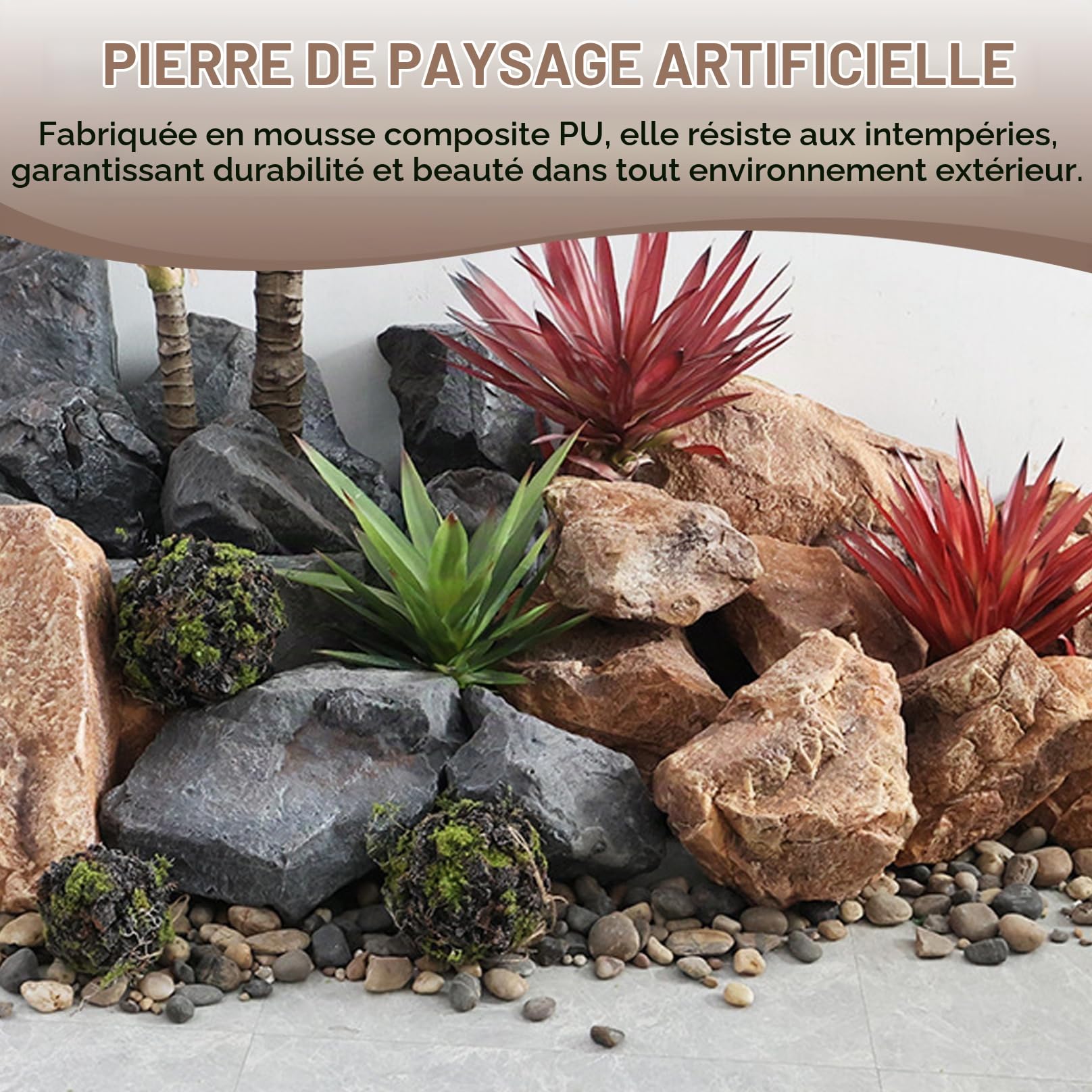 Paysage rocks faux rock grès rock rock rock puam rochers artificiels texture naturelle réaliste fausse roche polyvalente couvertures rock pour aménagement paysager style de couverture de pompe 2