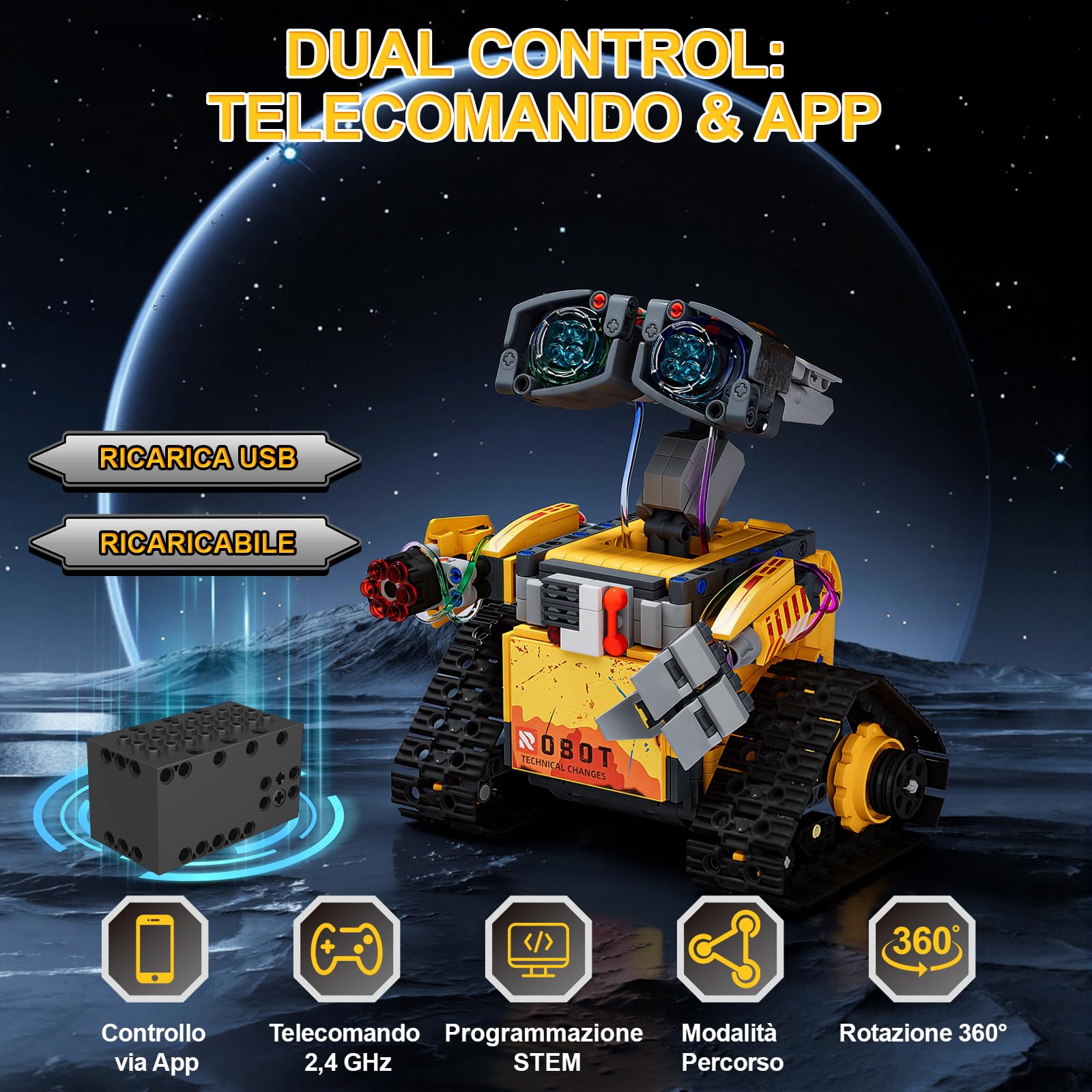 GuKKK Robot Telecomandati per Bambini,673 pezzi 5-in-1 Kit di Costruzione di Robot Programmabile con App e Telecomando, STEM RC Giocattoli da Costruzione per Ragazzi e Ragazze Dagli 6 ai 12 anni (A)