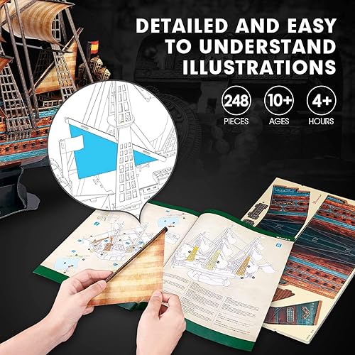 Miniatura 5 de CubicFun The San Felipe Model - Kits de barco 3D rompecabezas de 256 pulgadas para adultos y adolescentes alivio del estrés decoración fresca regalo