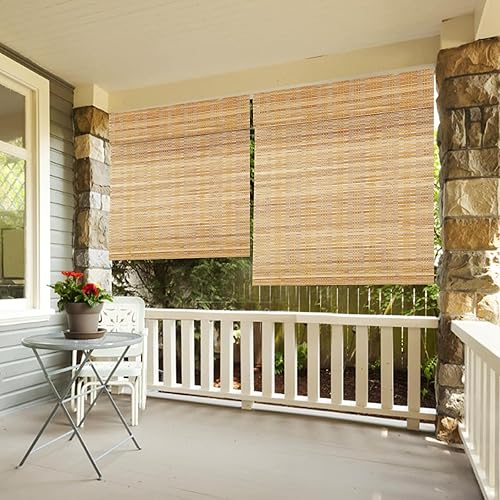 Miniatura 2 de CHEFRU Cortinas romanas de bambú para ventana, roble, interiorexterior filtro de luzpersianas de madera pura