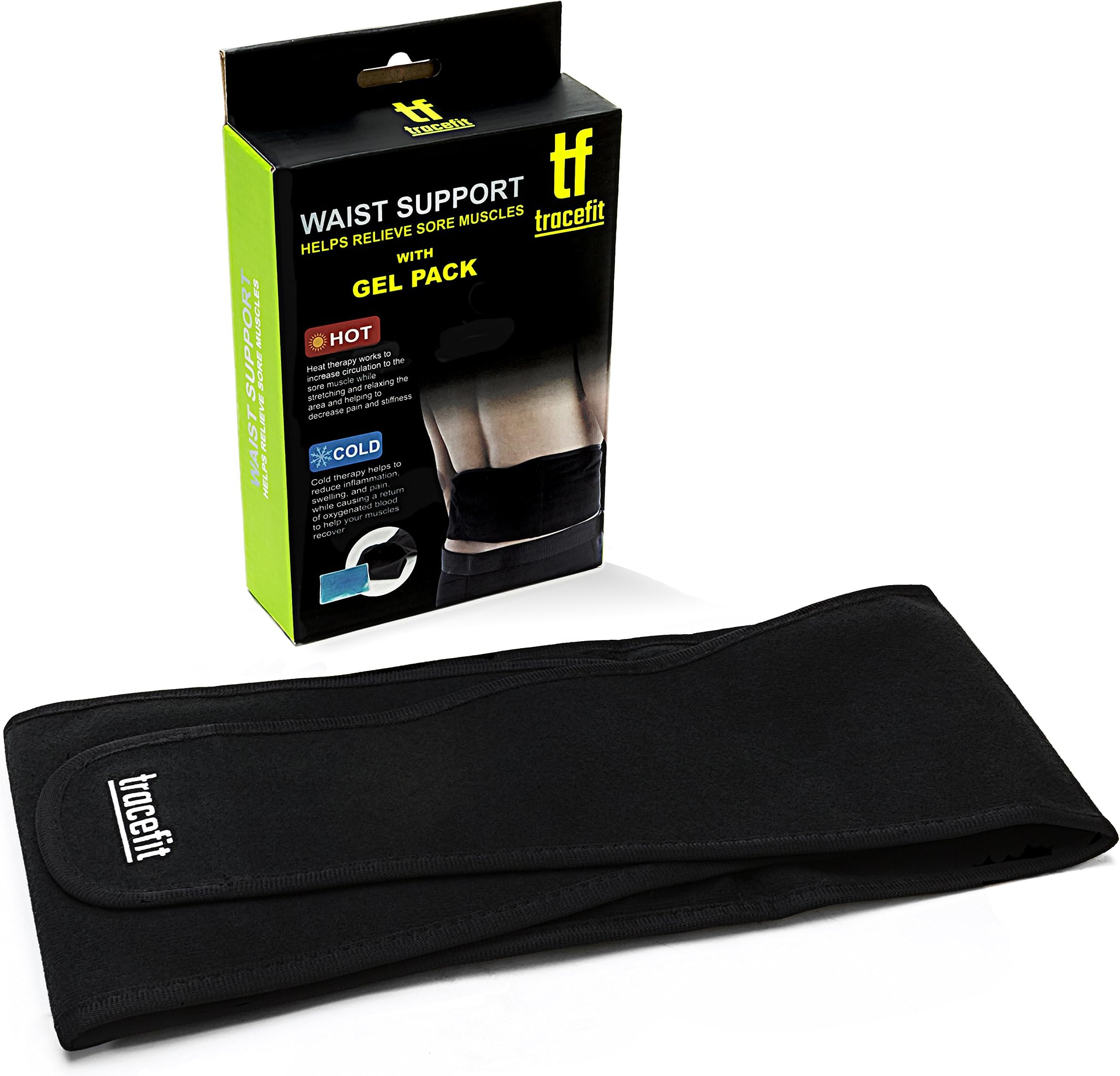 Heat Ice Wrap for Back- reusable heat and cool pad for back, lower back and waist with removable gel pack. Removes pain by heating and or cooling with ice or heat pack contained in a comfortable wrap.