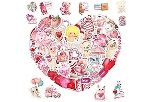 Valentine's Day Stickers 100PCS Waterproof Love Heart Cute Valentines Laptop Water Bottles...