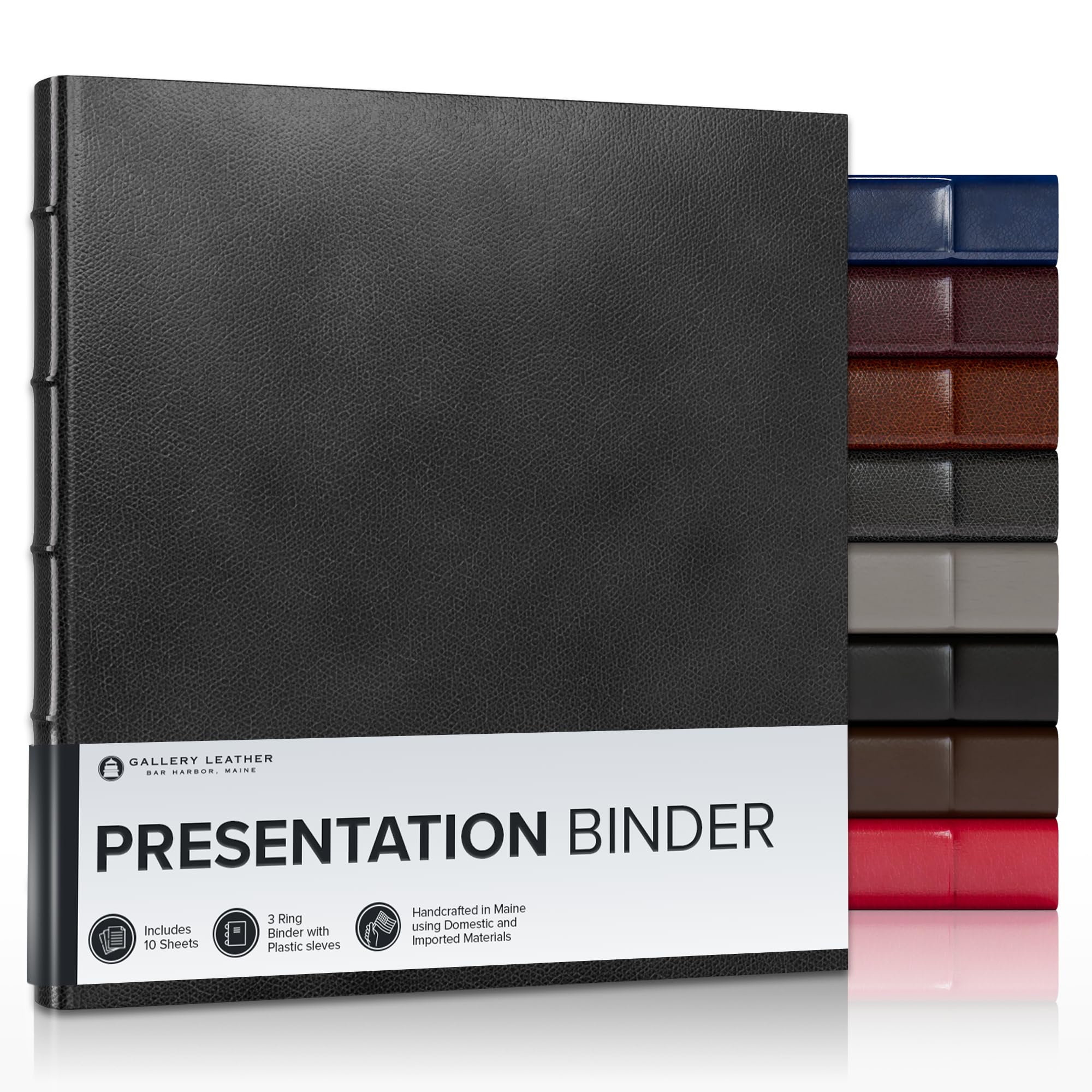 Gallery Leather Präsentationsmappe aus Leder, 3,8 cm breiter Rücken Belfast Schwarz