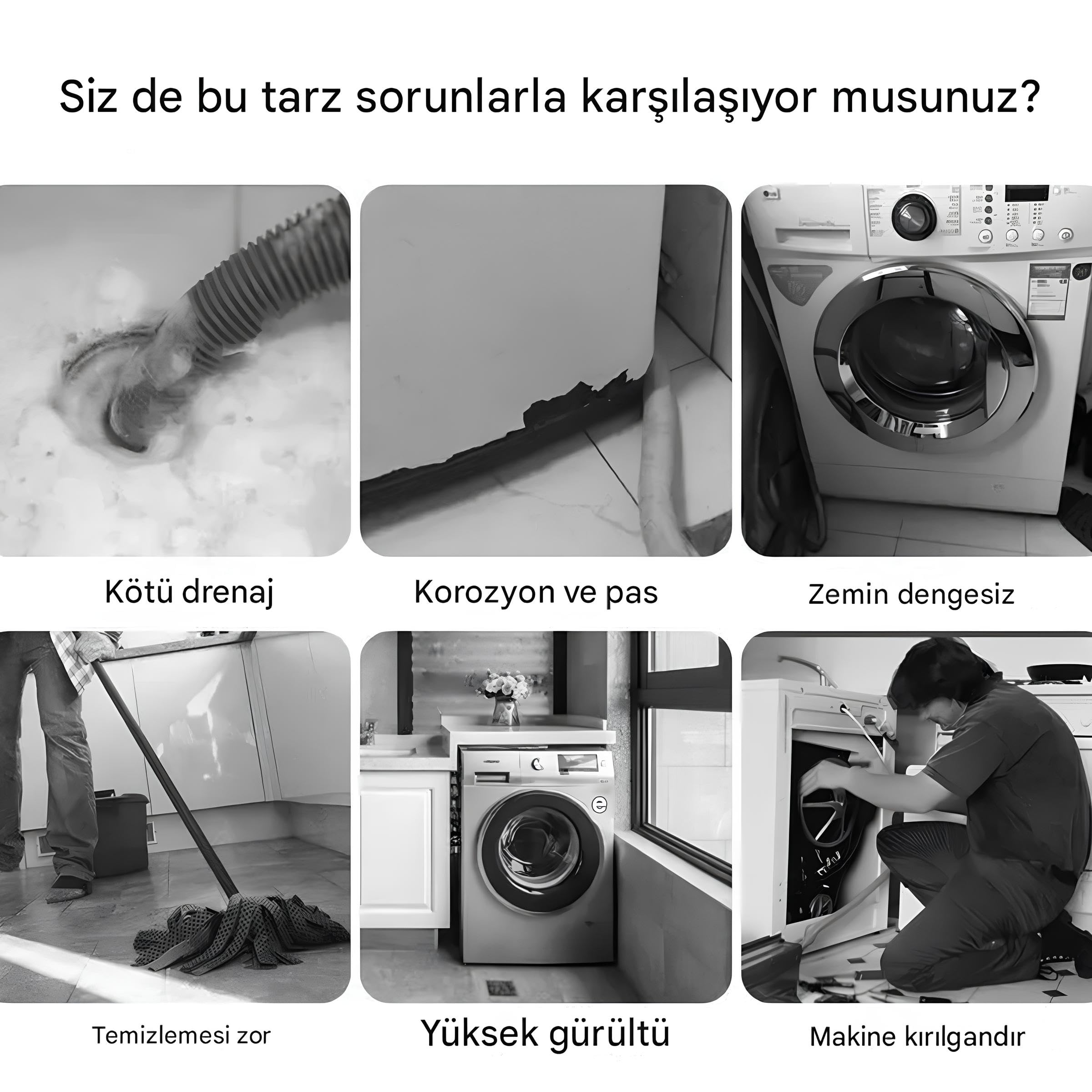 Kanji Çamaşır Makinesi, Bulaşık Makinesi ve Buzdolabı Titreşim Engelleyici Ayak Pedi 4'lü Set – Gürültü Azaltıcı, Kaymaz, 4 cm Yükseltici Mobilya ve Beyaz Eşya Lastik Ped