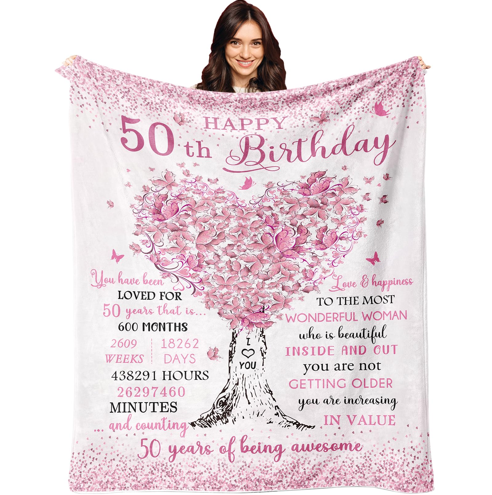 XALAZY 50th Birthday Gifts for Women Blanket 60"X50", 50th Birthday Gifts, 50th Birthday Gift Ideas, 1975 Birthday Gifts, 50 Year Old Gifts for Women,