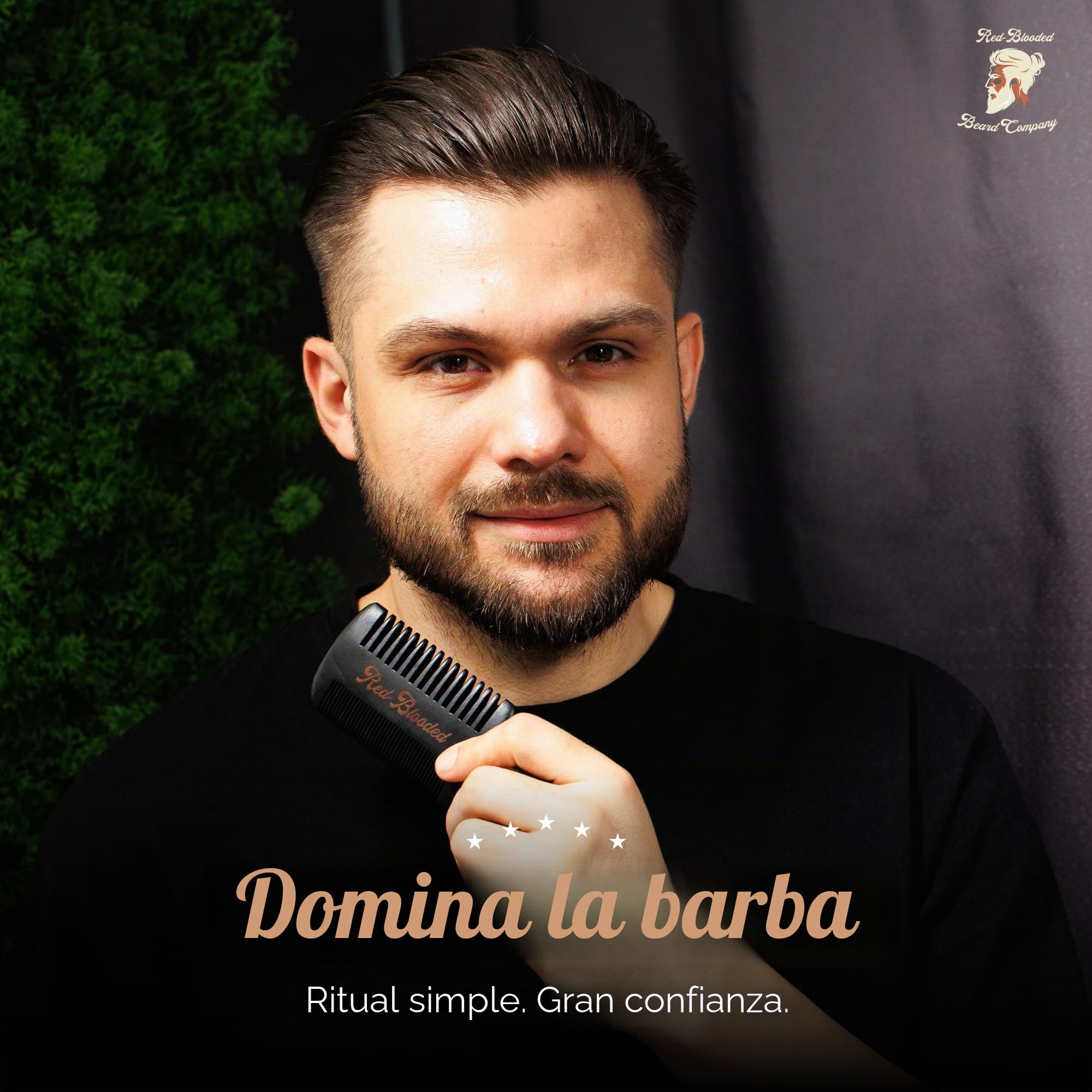 Red-Blooded kit barba hombre con aceite para barba, bálsamo para barba, cepillo para barba, peine para barba y tijeras para barba. Colonia perfumada hecha con aceite de jojoba y aceite de macadamia