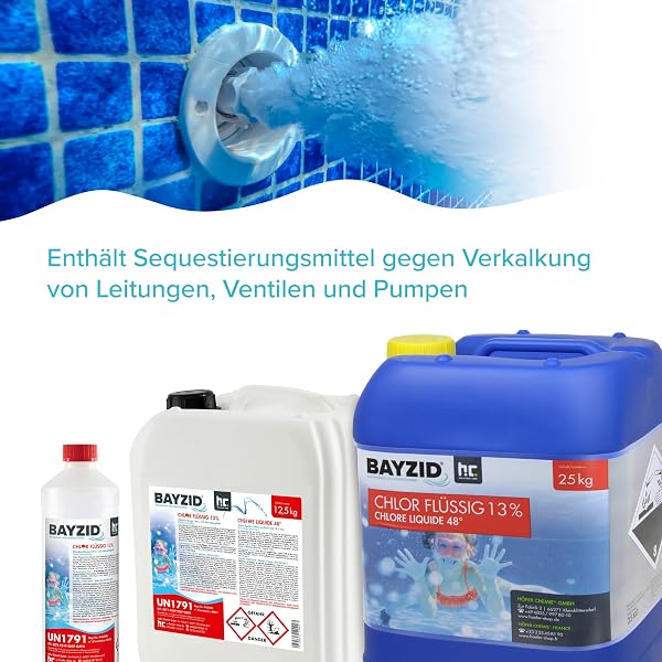 Höfer Chemie Chlor Flüssig 1 x 25 kg - Pool Flüssigchlor mit 13 bis 15% Aktivchlorgehalt zur Poolpflege und Wasserdesinfektion - Made in Germany - 5