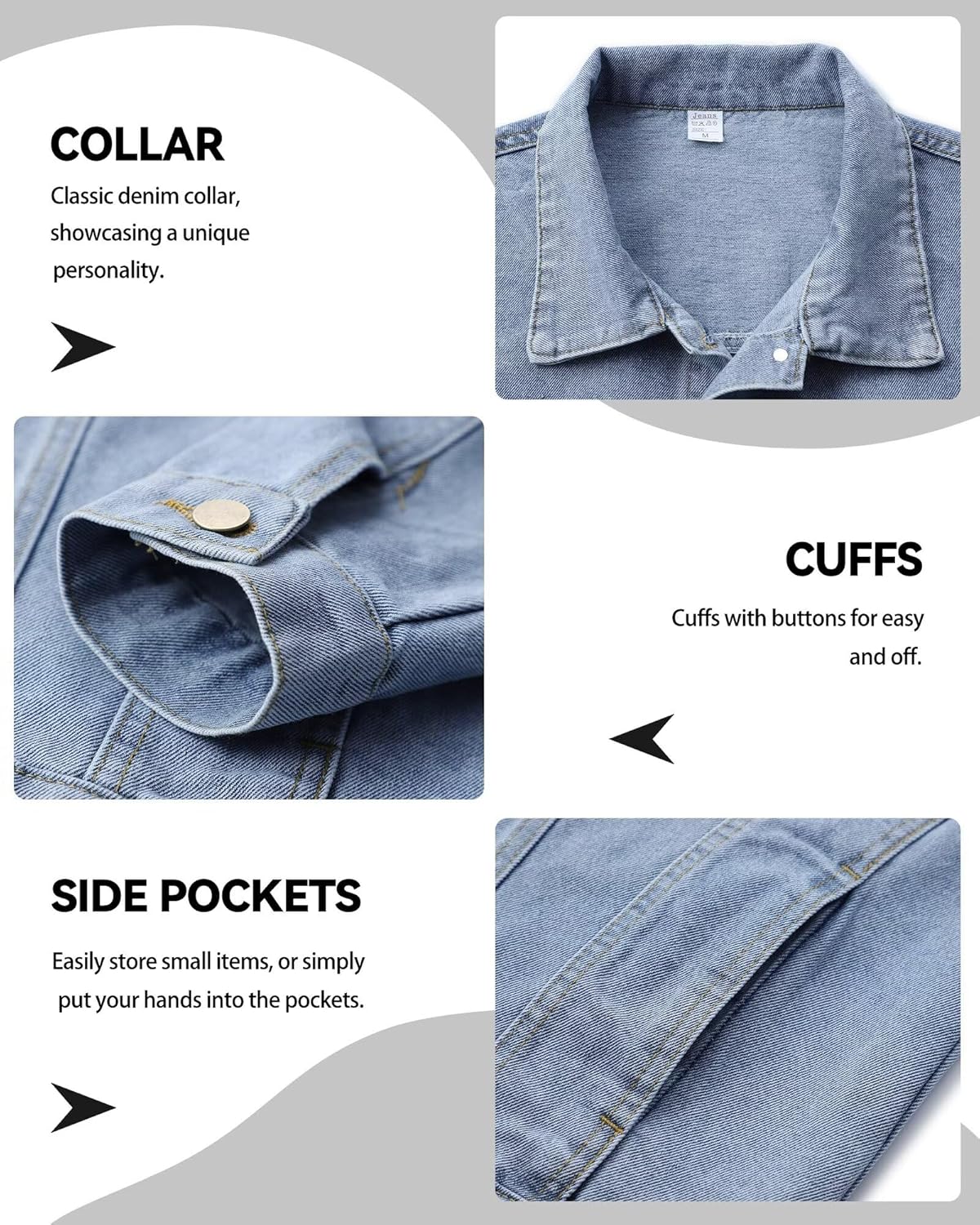 KPOP Women's Oversized Jeans Jacket Long Sleeve Denim Jacket Trendy Button Down Coat with Pockets - Image 7