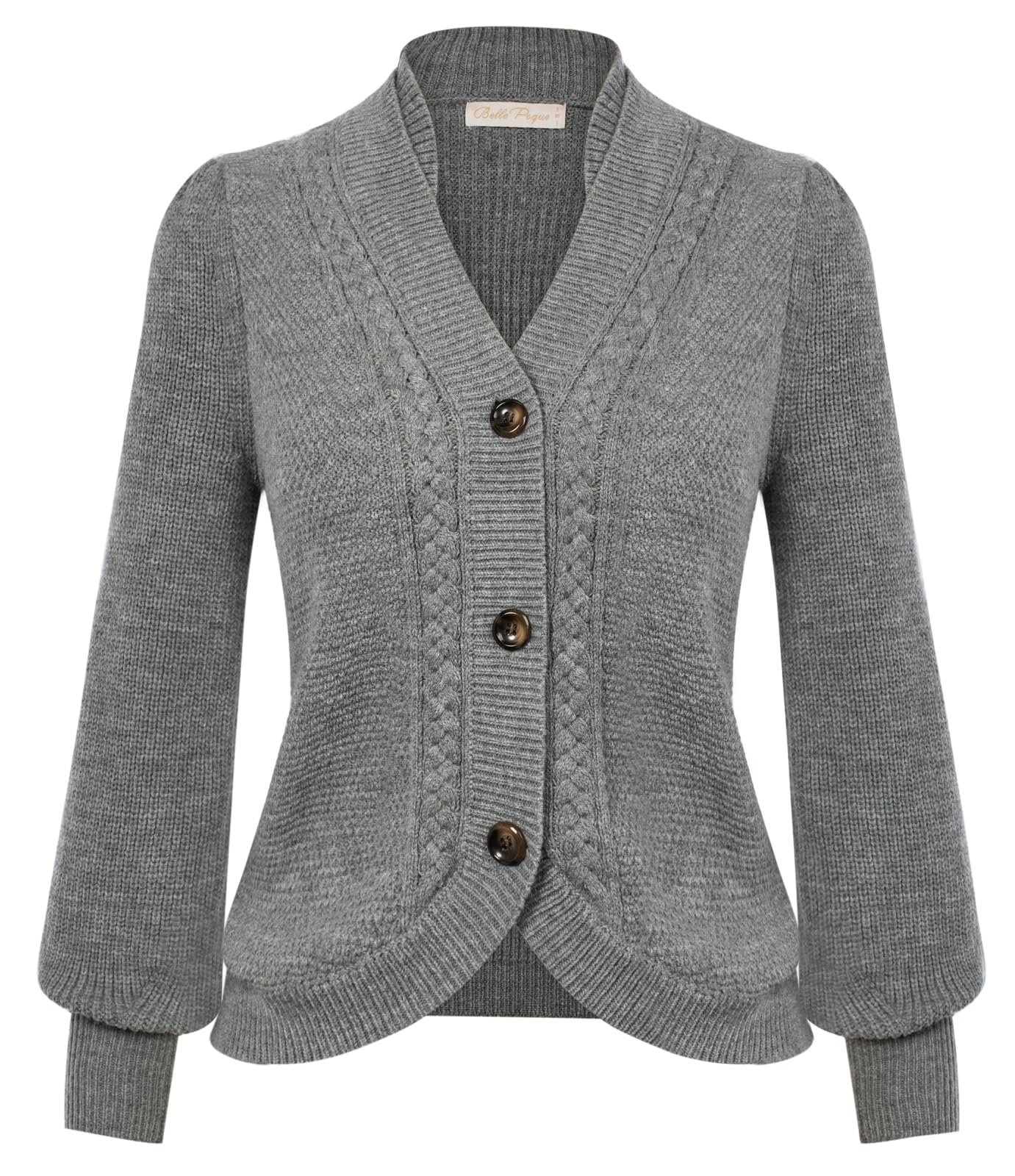 Belle Poque Women Chunky V Neck Button Casual Cardigan Sleeves