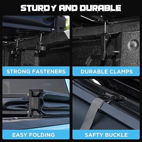 Miniatura 3 de Cubierta Tonneau para caja de camioneta compatible con Ford Maverick 2022 2023 2024 2025 caja de 4.6 pies, estilo plegable suave (plegado)
