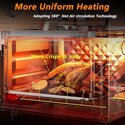Miniatura 4 de Freidora de aire, 13 cuartos de galón de convección multifuncional horno tostador de aire combinado, circulación de aire caliente de 360 para una