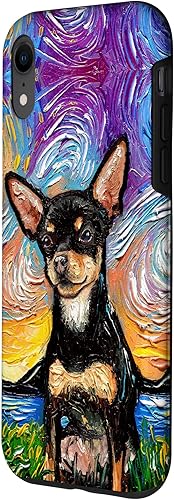 Miniatura 2 de Black and Tan Smooth Chihuahua Starry Night Dog Artwork Case for iPhone XR