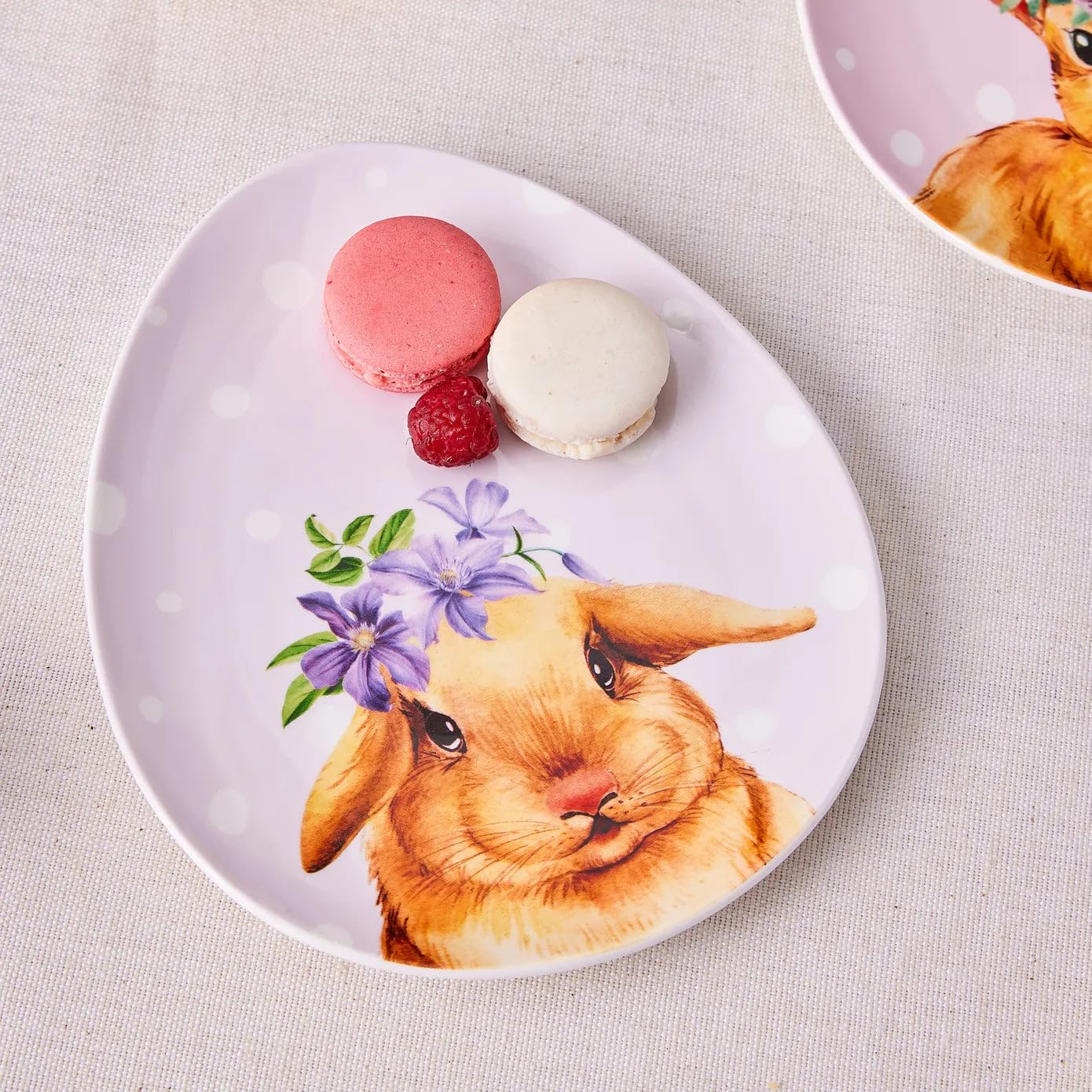 Karaca Talerze na torty wielkanocne, 4 sztuki, 20,5 x 17 cm, kość, nie nadają się do kuchenki mikrofalowej, zaleca się mycie ręczne