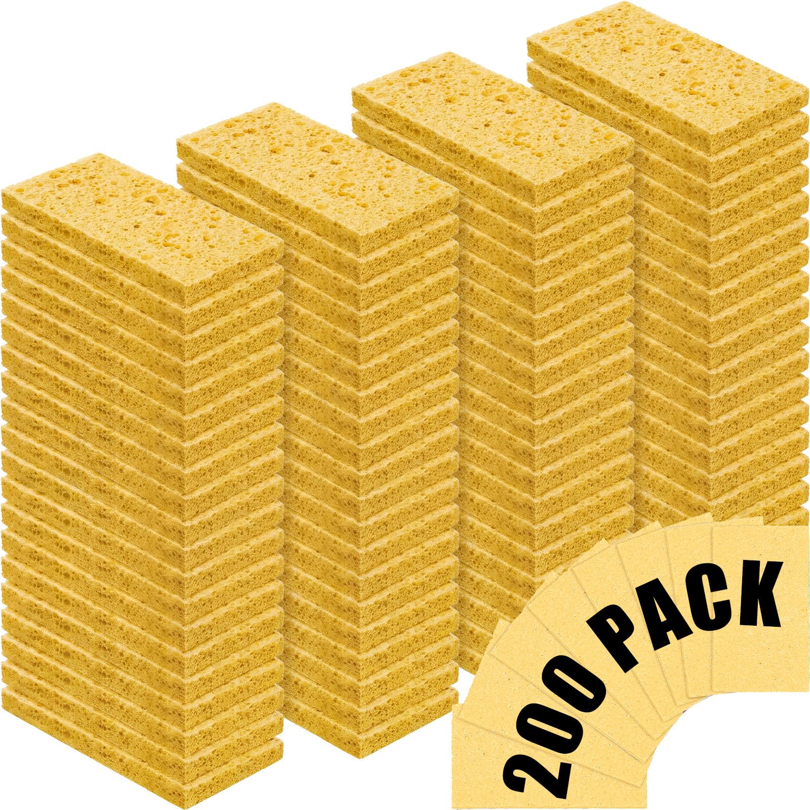 Zhengmy 200 Pcs Sponges Bulk Sponges Kitchen Compressed Sponge, Yellow