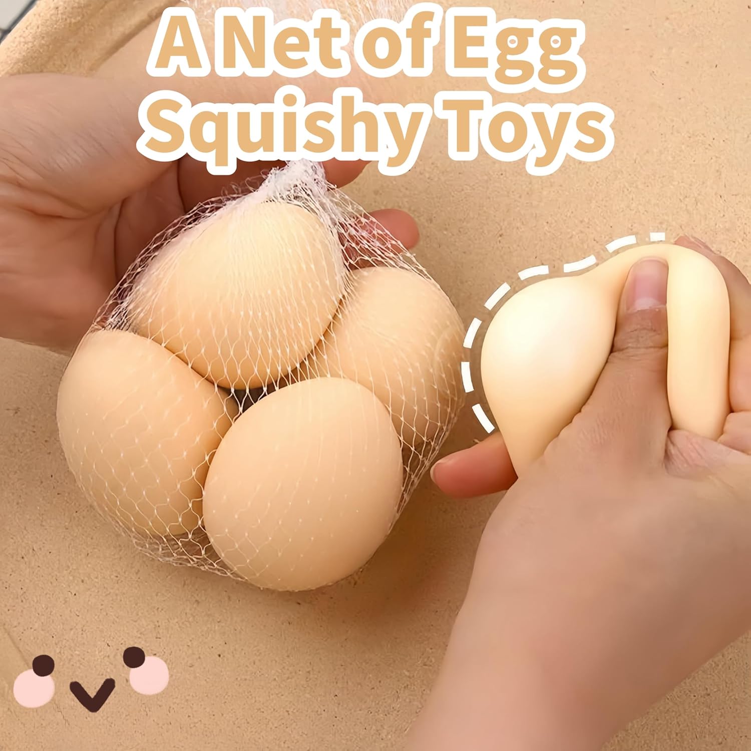 5 Packs Egg Squishy, A Net of Five Egg-Shaped Squishy Toys, Adorable Food Squishies for Stress Relief, Egg Squeeze Toys for Party Favors, Goodie Bag Stuffers, Classroom Prizes