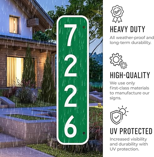 Miniatura 13 de Letrero de dirección 911, letrero reflectante vertical de emergencia personalizado, ideal para entrada, edificios de unidades múltiples y casa, 6 x