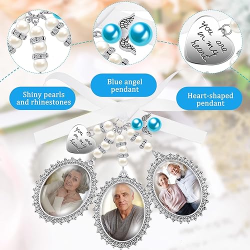 Miniatura 3 de Dije de ramo de boda, dijes de ramo para recuerdo de boda, dije ovalado de encaje de novia, colgante de ángel de novia conmemorativo para fiesta de