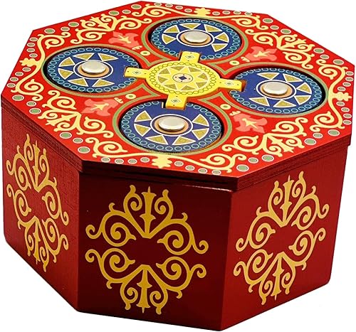 Miniatura 9 de Magic Spin Secret Puzzle - Caja de dinero y tarjeta de regalo en una caja de madera IQ Tricky Lock con compartimentos ocultos Brainteaser