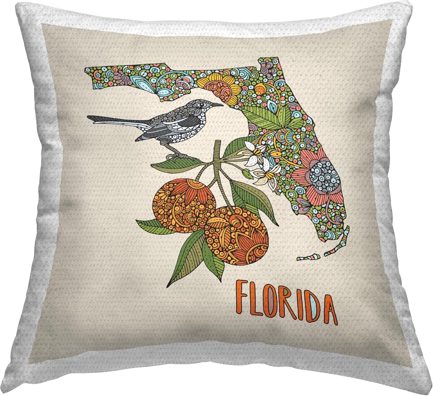Stupell Industries Orange Blossom Florida State Flower Outdoor Printed Pillow, 18 x 18, Multi-Color