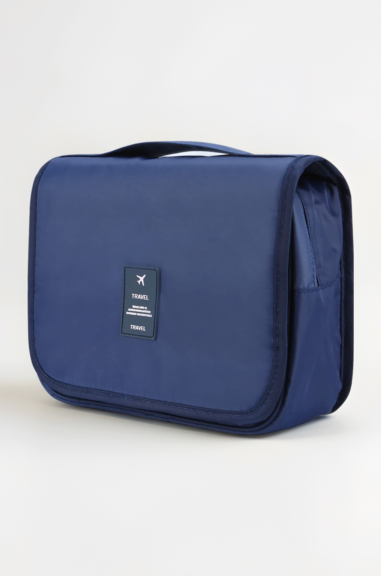 Mossio Polyester Travel Bag, Water Resistant Storage Toiletries Accessory with Mesh Pockets Dark Blue (22.9 X 20.3 X 0.3 Cms, Cosmetic Bag)