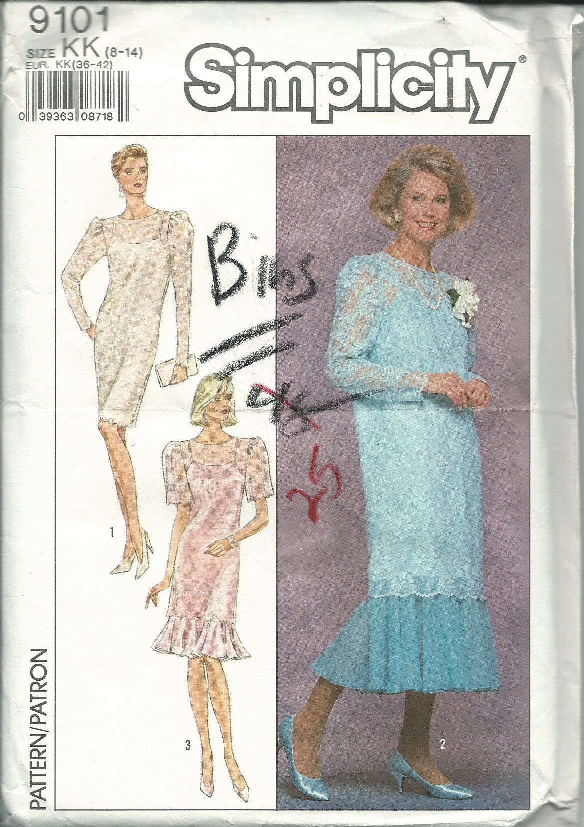 Patron de couture Simplicity 9102KK pour hauts à volants femme en tailles 36 à 46