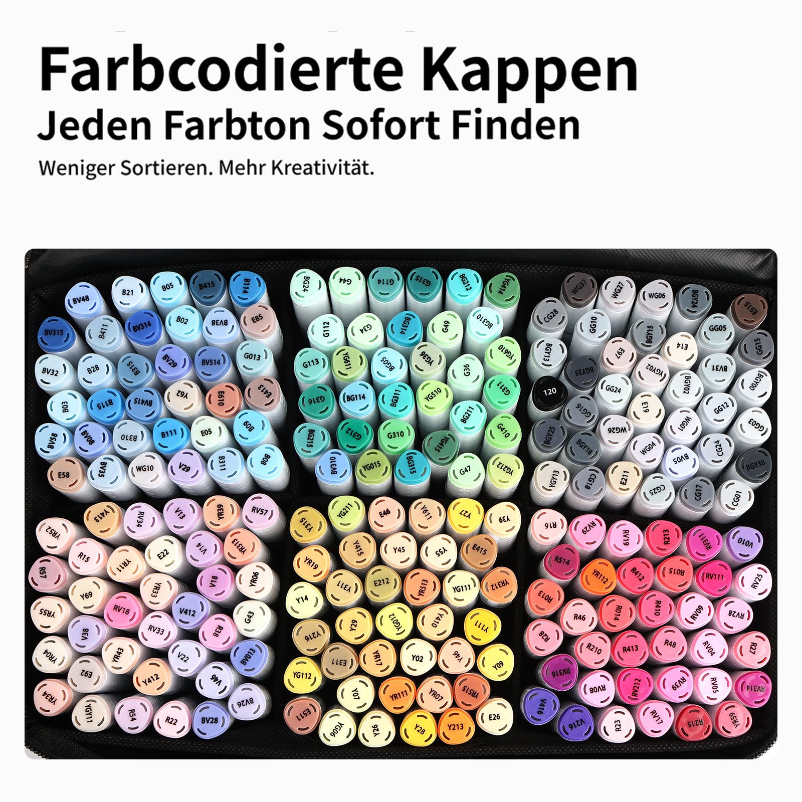 Alkohol Marker 216 Farben, Pinselspitze & Keilspitze Marker Set | Für Erwachsene & Künstler mit Skizzenbuch, Buntstiften, Farbkarte, Schutzblatt und Aufbewahrungstasche