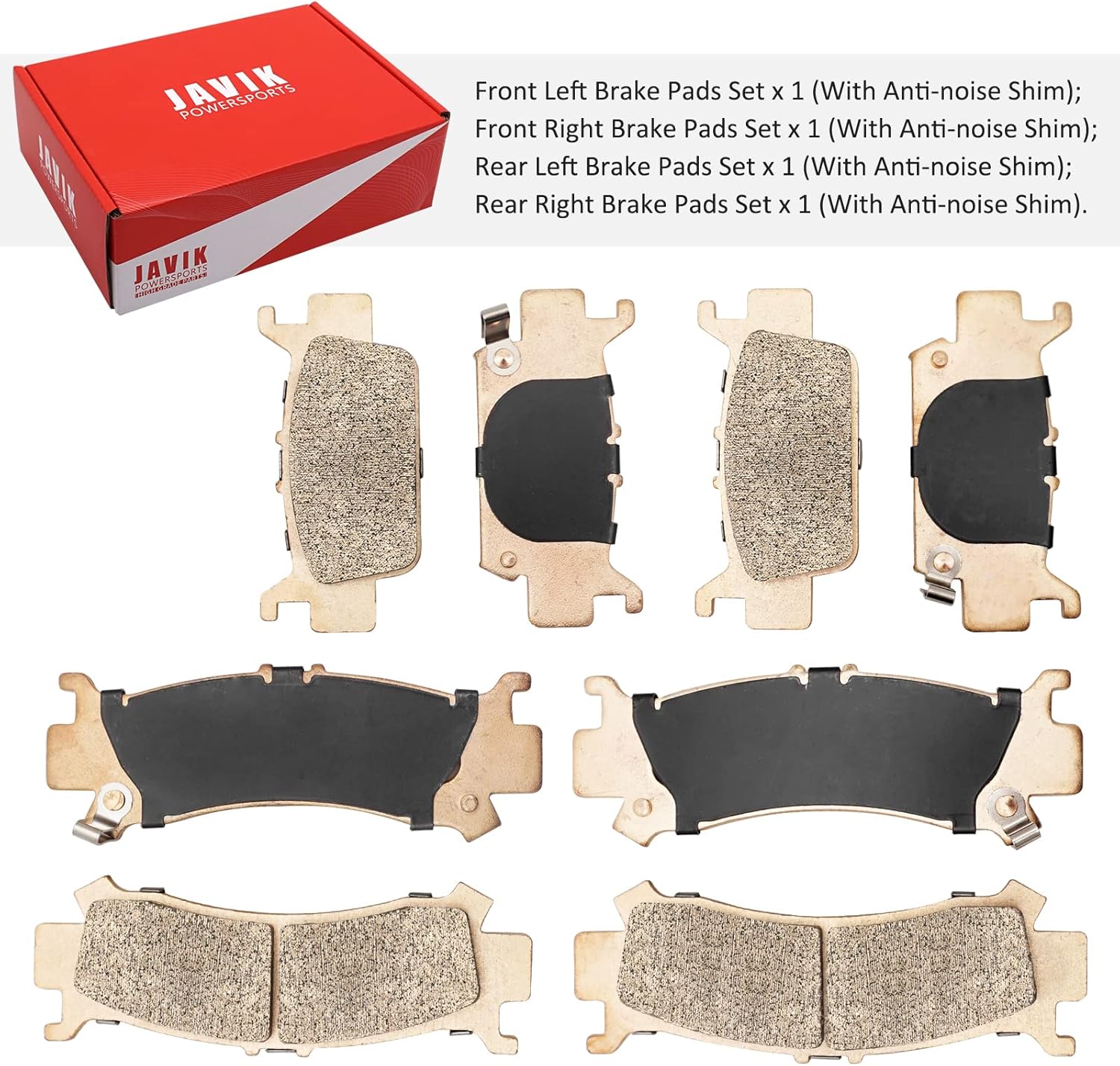 Fit for Honda Pioneer 1000 Talon 1000 Brake Pads Front Rear Sintered 2016-2022, OEM# 06451-HL4-A01 06452-HL4-A01 06431-HL4-A01 06432-HL4-A01