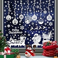 Vista 8 de Calcomanías navideñas para ventana, 267 unidades, reutilizables, de doble cara, impresas, autoadhesivas, decoración de ventana, Papá Noel, alce