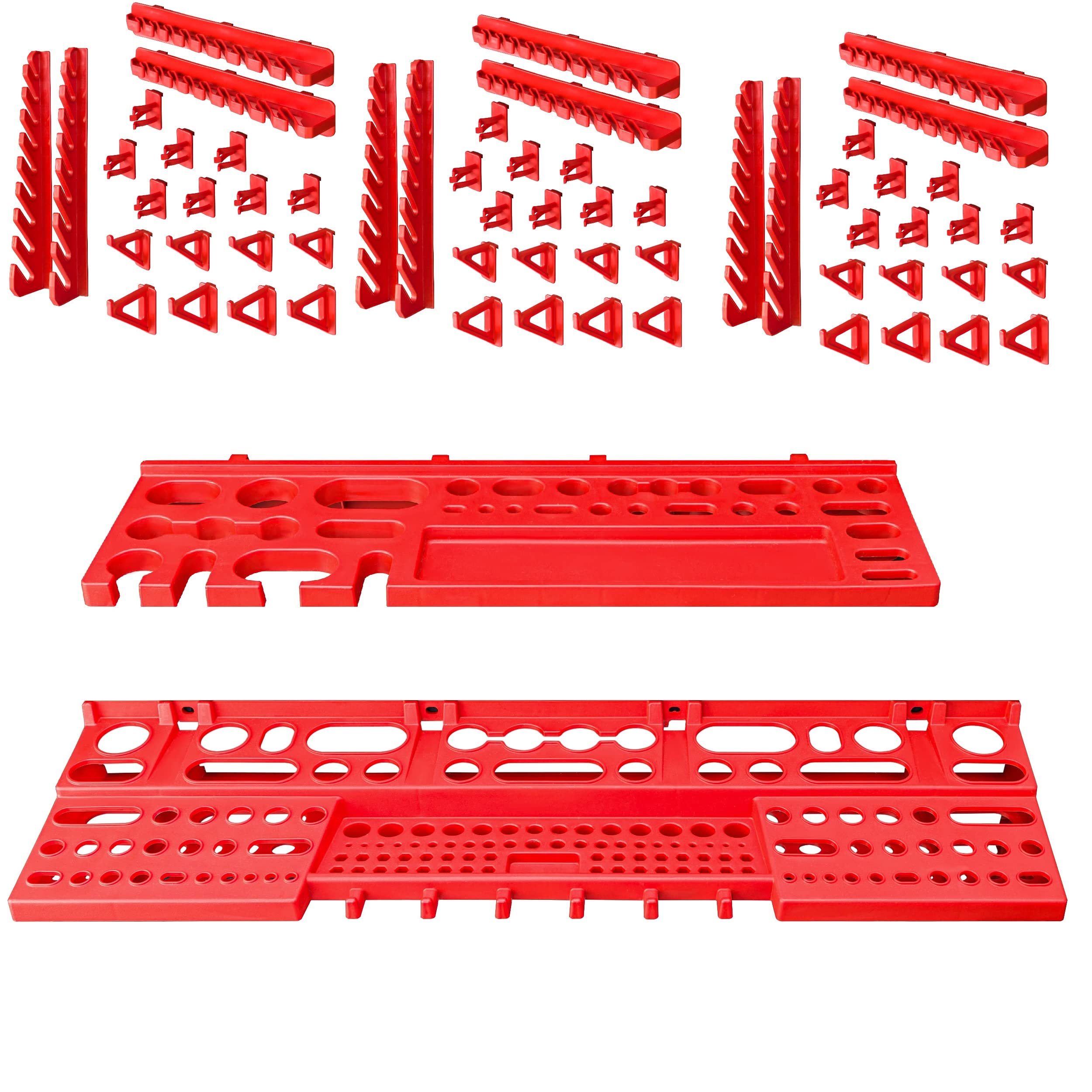 Sistema de almacenamiento para taller, 172 x 78 cm, 68 unidades, estantería de pared con soportes para herramientas y cajas apilables, placas de pared extrafuertes, estantería para herramientas