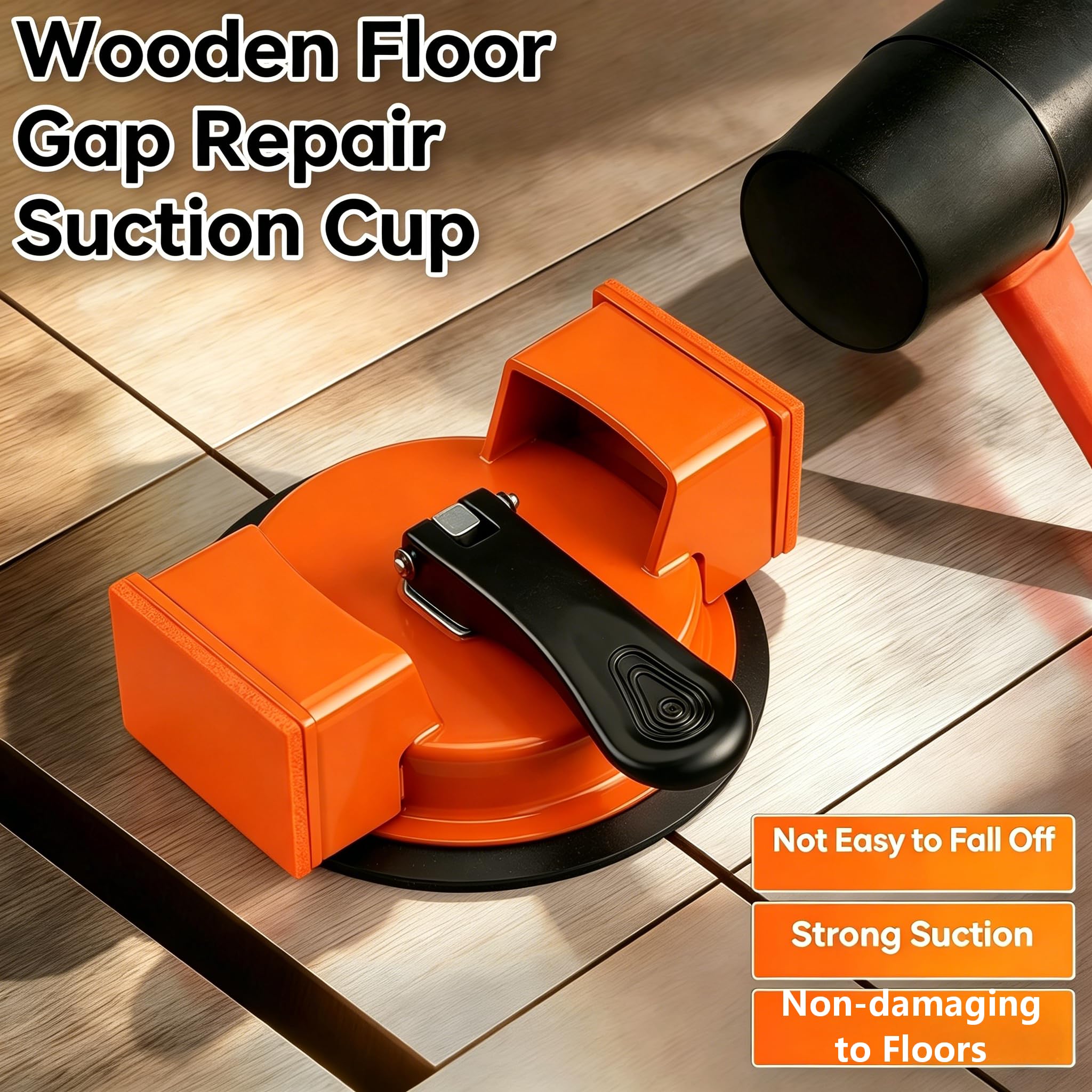 Floor Gap Repair Tool — Heavy Duty Plank Grabber with Enhanced Suction Cup Slot Cutter 4 Sticky Pads, Quick Lock Puller for Laminate Vinyl Engineered Hardwood Floors, Iron-Made Flooring Tools — view 8