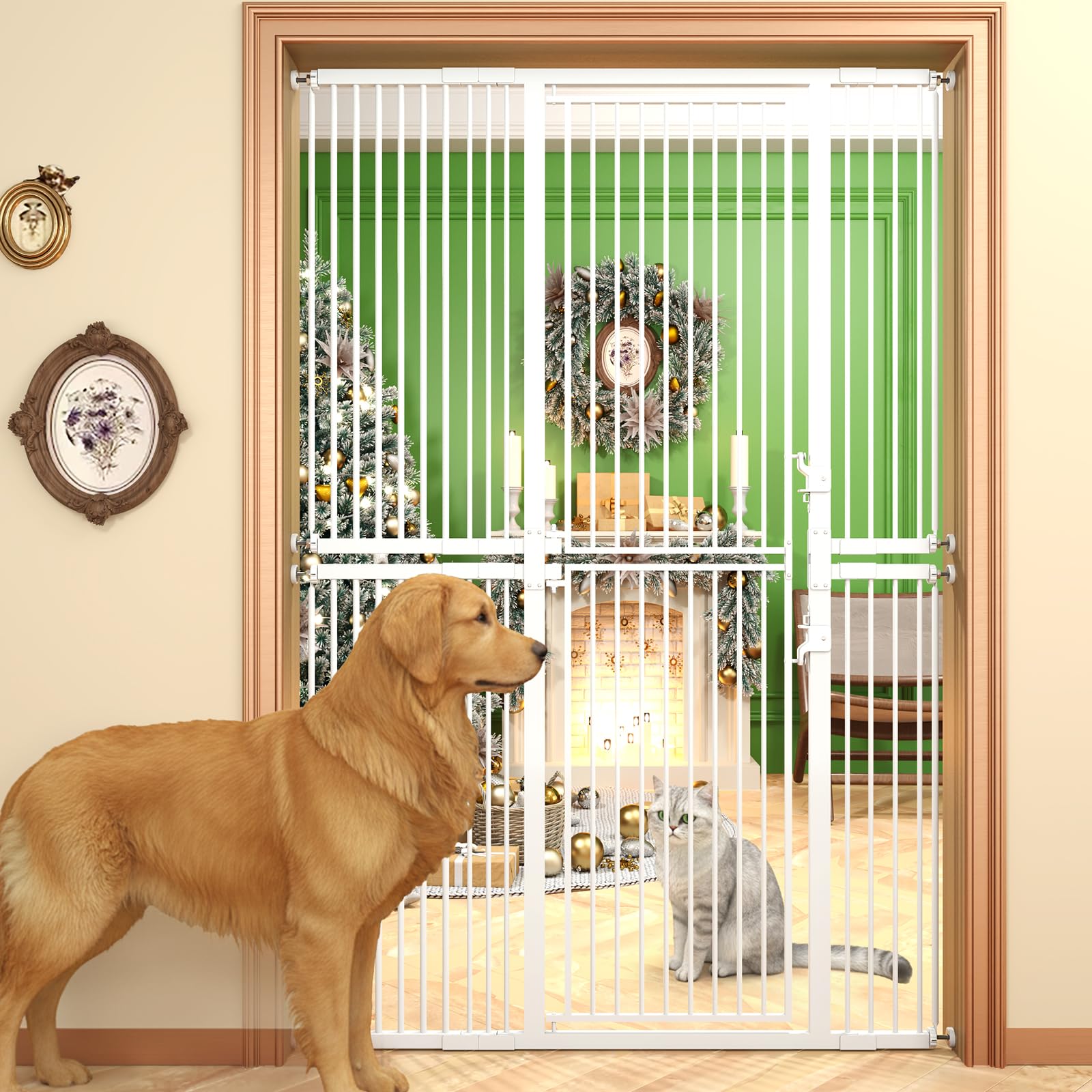 Photo 1 of KAGNJIC 74.8" Extra Tall Pet Gate, 29.5"-51.6" Extra Wide Cat Gate White