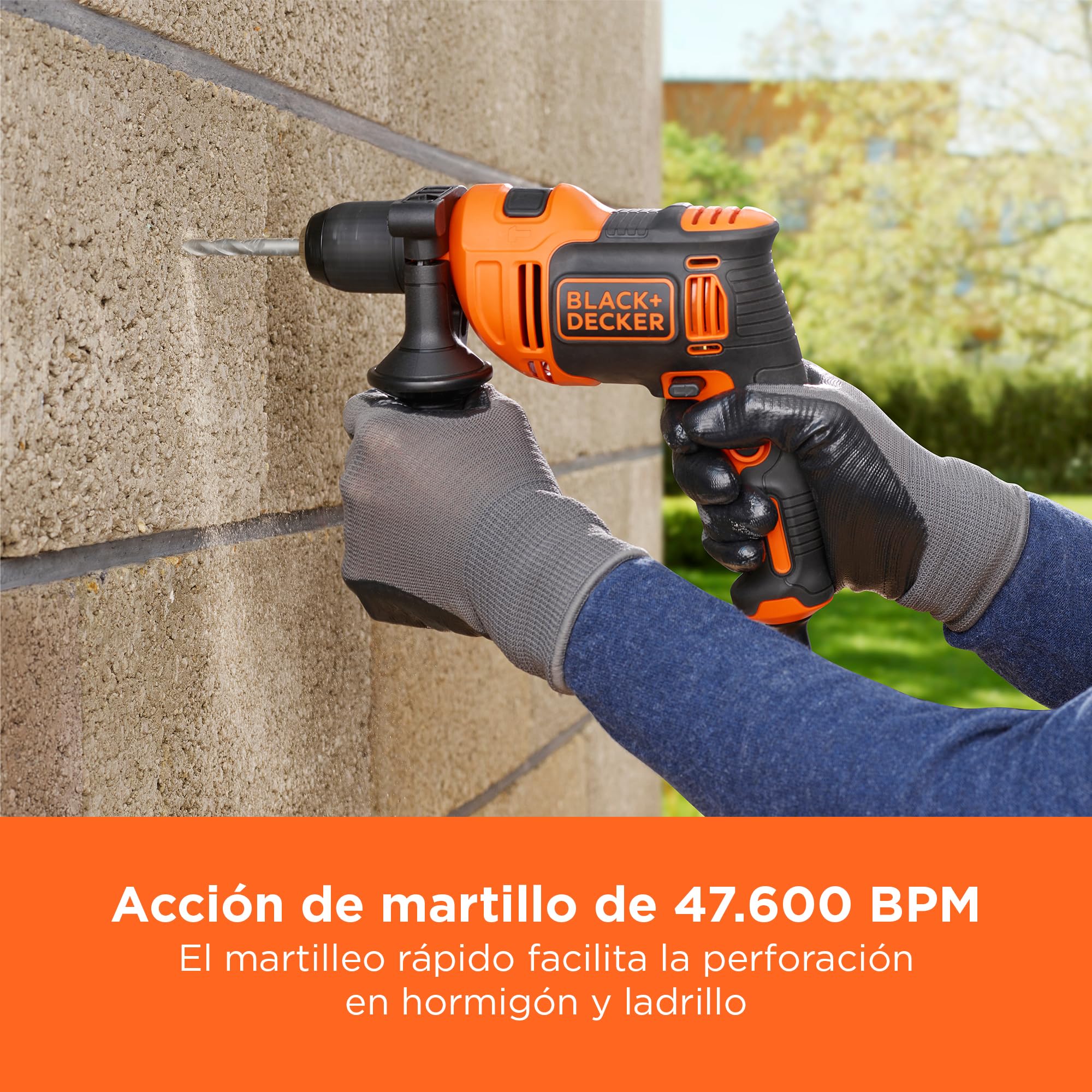 BLACK+DECKER 710W Taladro percutor con cable de alto rendimiento, 0-2800 RPM, con 4 brocas y caja de kits, BEH710K-QS