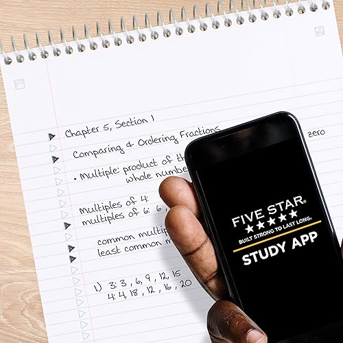 Miniatura 3 de Five Star Cuaderno de espiral superior + aplicación de estudio, 1 materia, bloc de notas con rayas universitarias, 8-12 x 11 pulgadas, 100 hojas,
