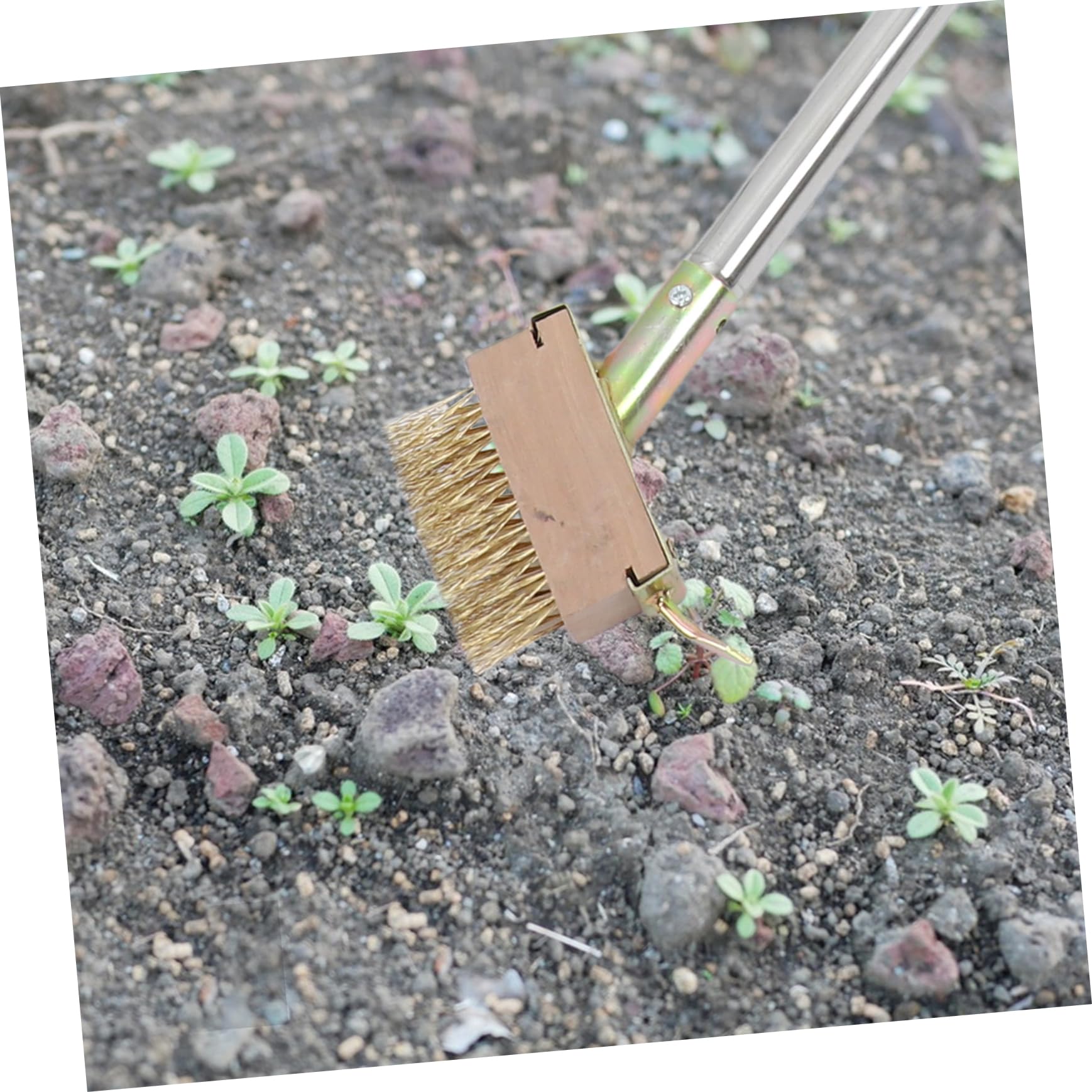 Kisangel Unkrautbürste mit Edelstahlgriff Lange Stielkonstruktion Kupferdraht für Garten und Fugenreinigung bei Gehwegen
