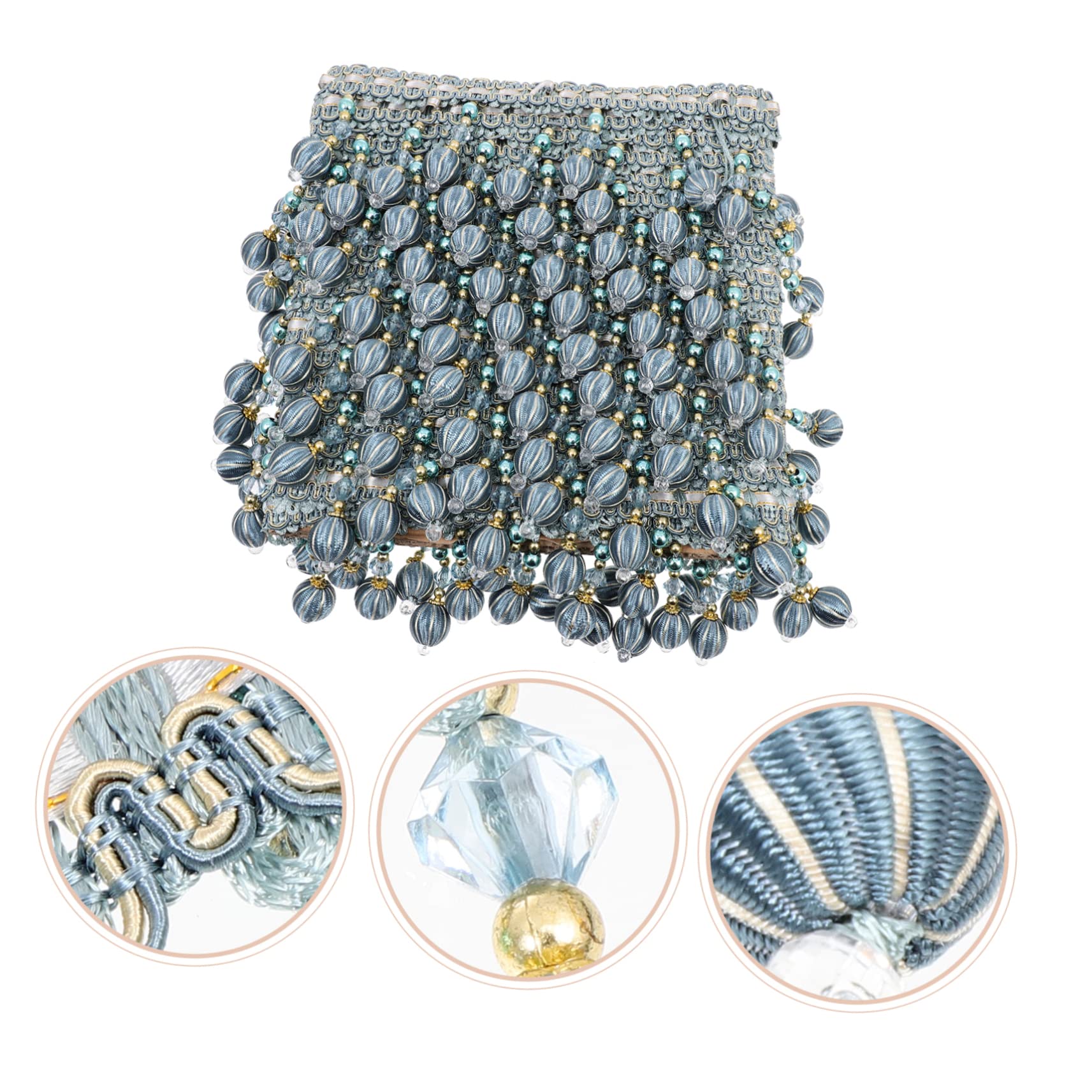 VILLCASE Garniture Perlée à Pompon Franges de Perles pour Loisirs Créatifs Pompon Décoratif Perles Fournitures pour Rideaux et Garnitures