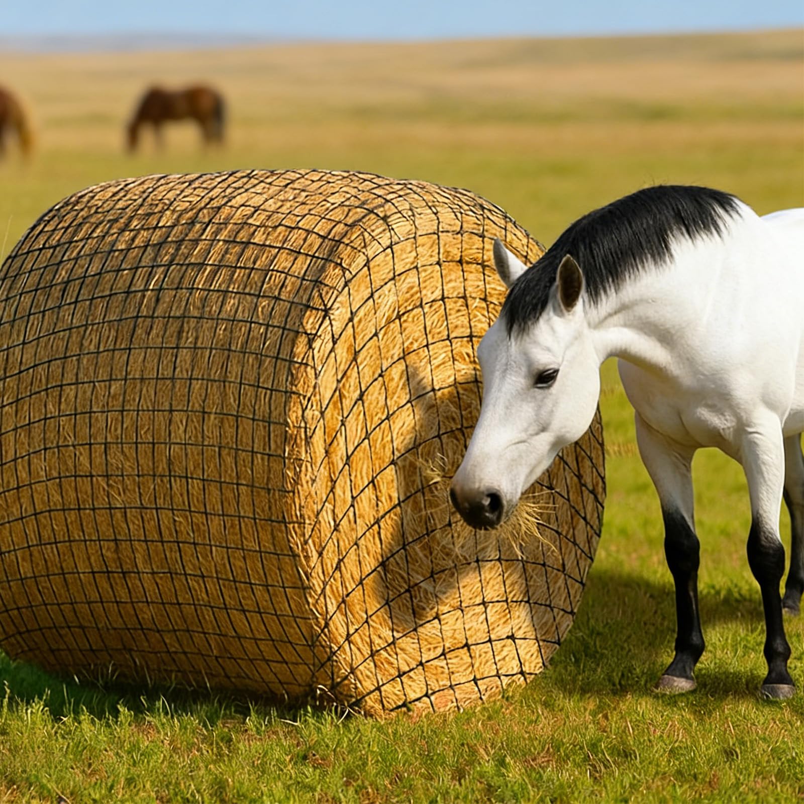 Rete da Fieno per Palloni Rotondi, ⌀180 cm×H180cm, Rete Fieno per Cavalli/Bovini/Pecore, Hay Net Adatta per Rastrelliere per Fieno, Maglie 4×4cm