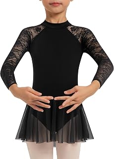 Girls Lace Cap Sleeve Dance Leotard for Ballet, Toddler Big Little Girls Gymnastics Dancewear