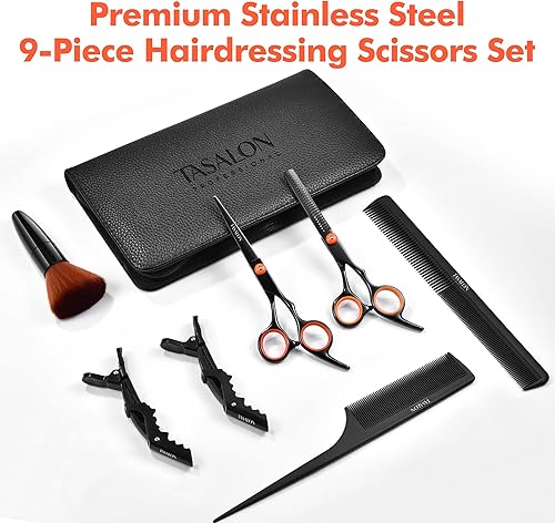 Miniatura 5 de TASALON Kit de tijeras de corte de cabello, juego todo en 1 de tijeras de corte de cabello, tijeras profesionales para el cabello, tijeras de