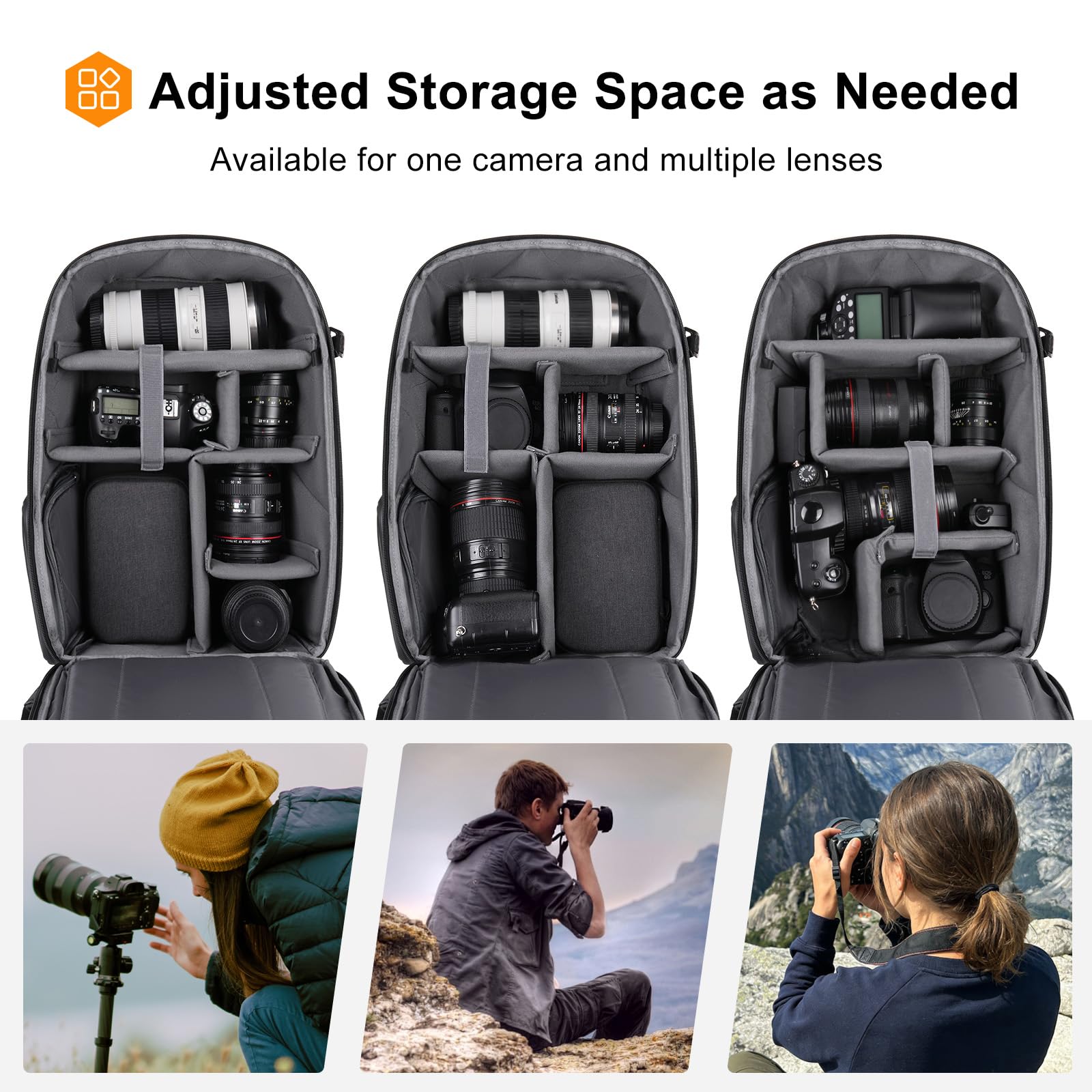 MOSISO Zaino Fotografico Borsa Impermeabile Fotocamera DSLR/SLR/Mirrorless | con Accesso Posteriore Completo,con Supporto Treppiede,Scomparto Laptop e Copertura Antipioggia,per Canon/Nikon/Sony,Nero