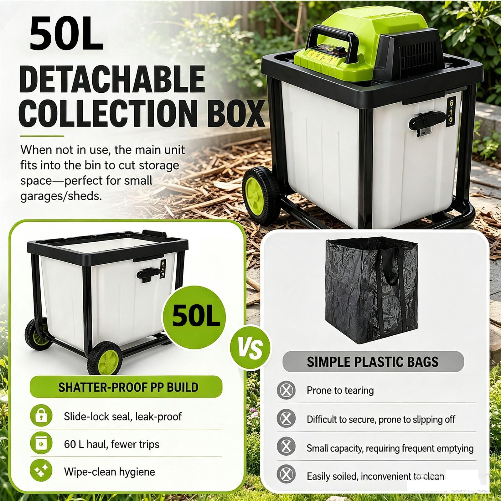 Broyeur Vegetaux et Branches 2800W,Déchiqueteuse Végétaux 45mm
