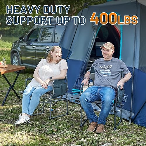 Miniatura 5 de TIMBER RIDGE Silla de aluminio para directores de campamento con bolsillo para mesa lateral, silla de césped plegable portátil resistente para