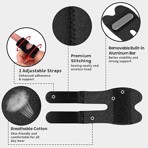 Miniatura 6 de Férulas para dedo pulgar, soporte de pulgar para rotoalisadoartritis, protector de dedos para pulgarmedioanilloíndicededo meñique, negro, corto, 4