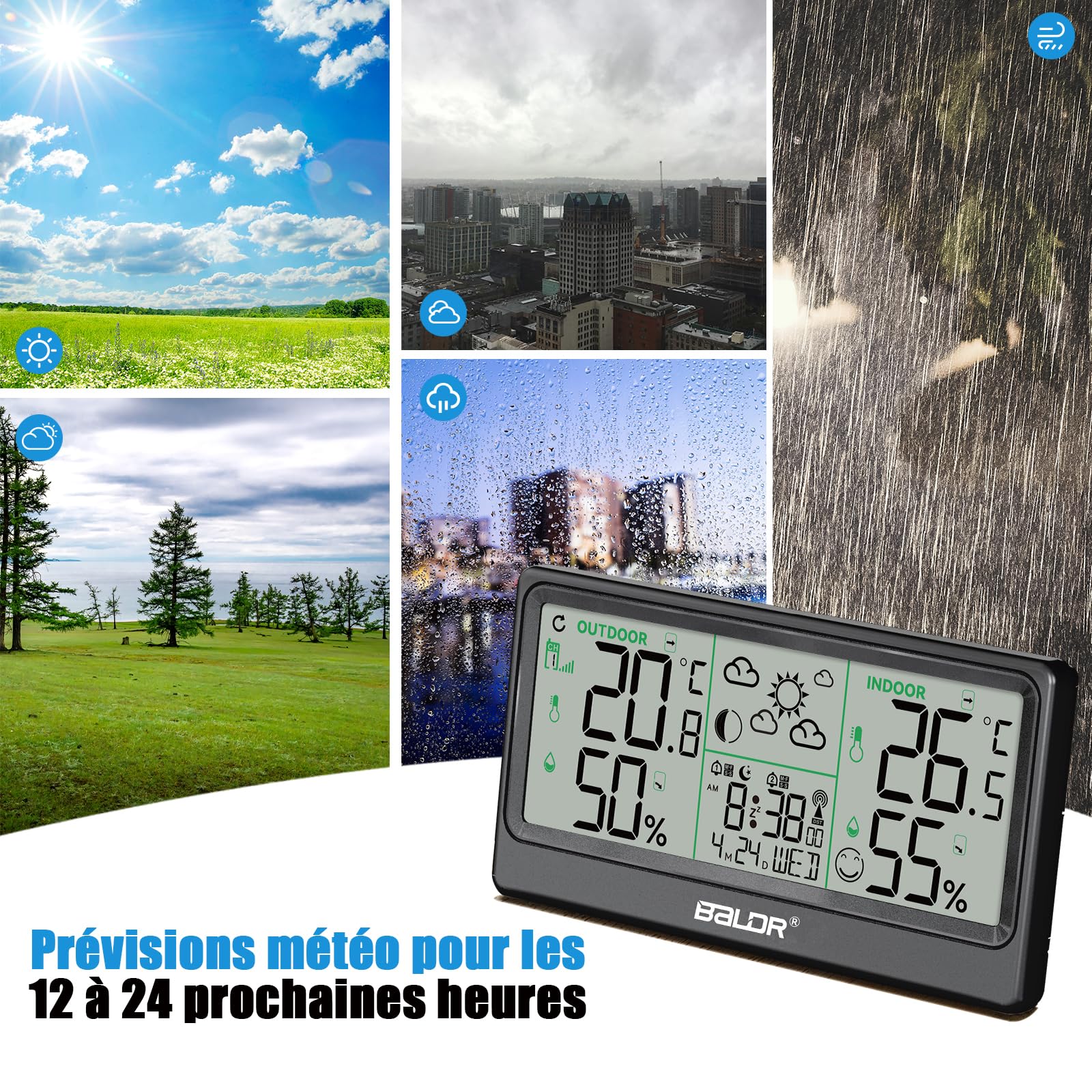 Weerstation electronisch met kleurenscherm en buitensensor - Weerstation electronisch met kleurenscherm en buitensensor- Nederland