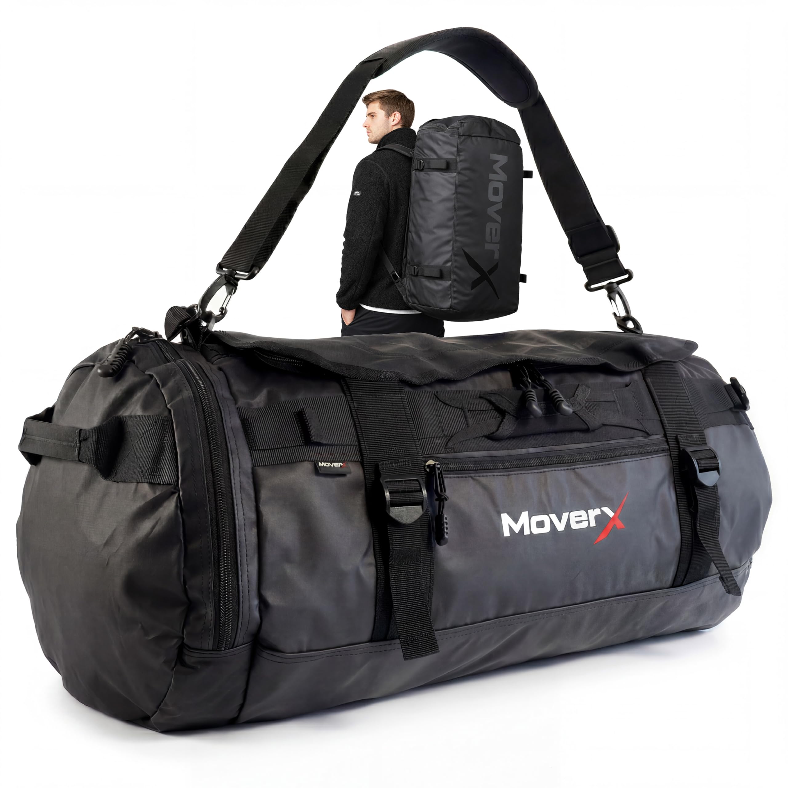 MoverX Hiking Backpack, Gym Bag, Camping Rucksack, Trekking Waterproof Backpack, Holdall Duffle Bag, Travelling Large Rucksack, Festival Sports Outdoor Cycling back pack for Women Men, Black-image-21