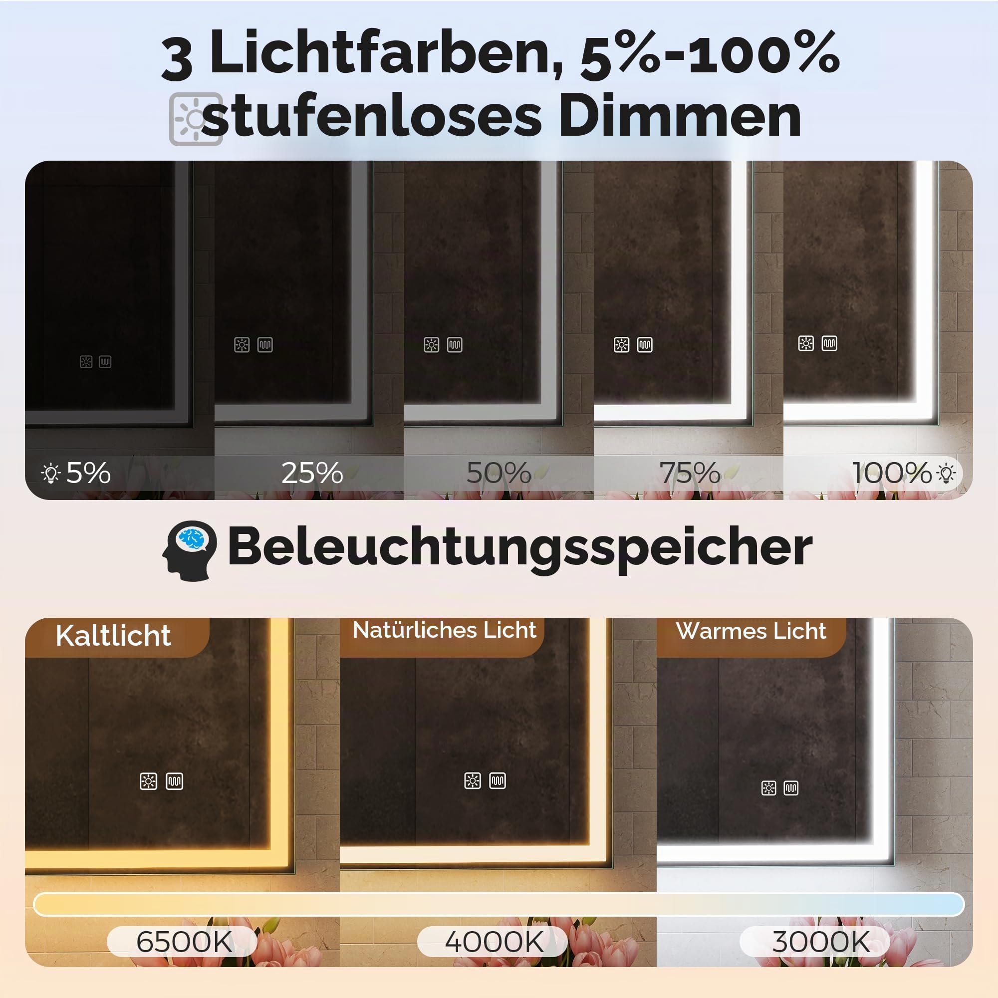 STARLEAD Spiegelschrank Bad mit Beleuchtung LED 80 x 60 cm – Schwarz Matt Aluminium Badezimmerschrank mit Steckdose, Anti-Beschlag Funktion, Dimmbar, 3 Lichtfarben, IP44 & Soft-Close